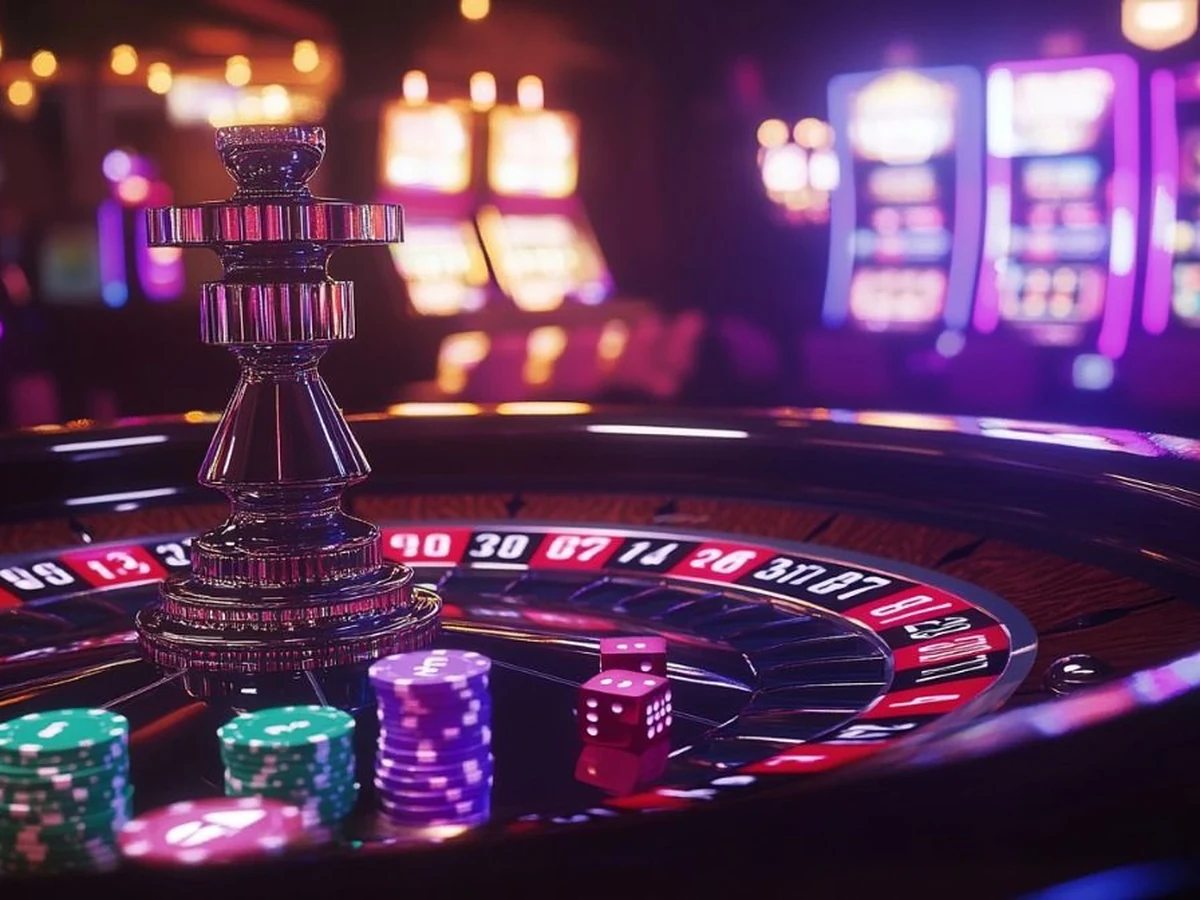 Tampilan slot digital dengan reel, simbol, dan elemen bonus