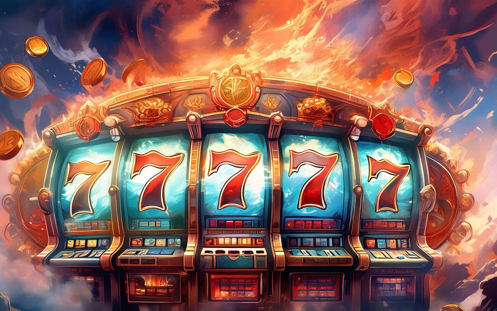 Visual permainan slot dengan susunan reel dan simbol berwarna